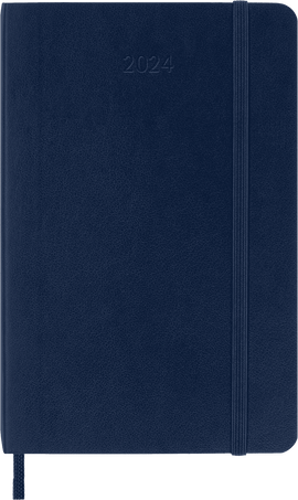 Agenda Classic Pocket Journalier, couverture souple, 12 mois, Bleu Saphir - Front view