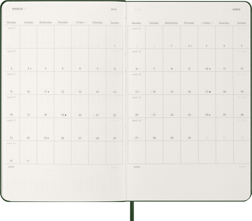 12M WKLY NTBK LG MYRTLE GREEN HARD