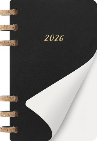 12M SPIRAL PLANNER L BLACK SOFT