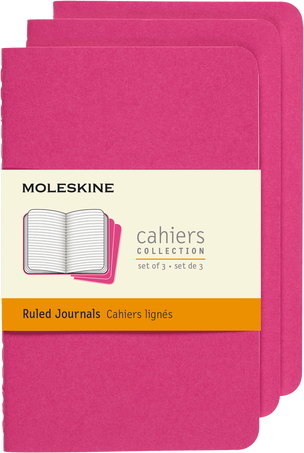 Cahier Journals Set of 3, Kinetic Pink - Front view