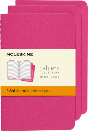 Cahier Journals Juego de 3, Rosa Cinético - Front view