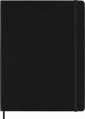 Klassischer Kalender 2023/2024 XL Wochenkalender, fester einband, 18 Monate, Schwarz - Front view