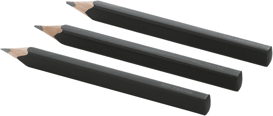 Set of 3 Black Pencils  - Front view