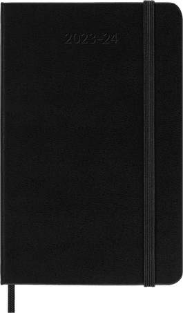 Klassischer Kalender 2023/2024 Pocket Wochentliches Horizontal, fester einband, 18 Monate, Schwarz - Front view