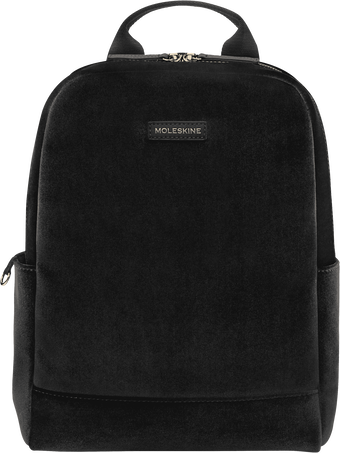 Textile Backpack Velvet, Black - Front view