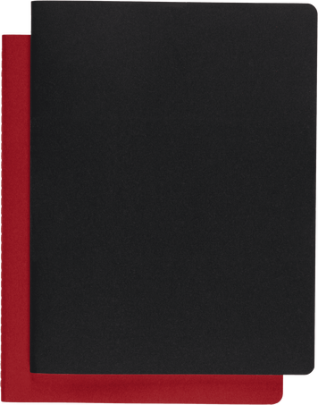 Subject Cahier Set of 2, Black and Cranberry Red - Front view