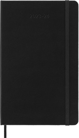 Agenda classic 2023/2024 Large Semainier Horizontal, couverture rigide, 18 mois, Noir - Front view