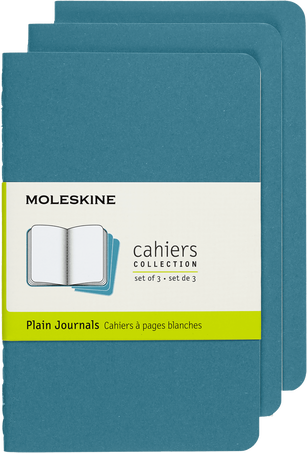 Cahier Journals Set of 3, Brisk Blue - Front view