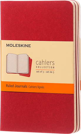 Cahier Journals Set of 3, Cranberry Red - Front view