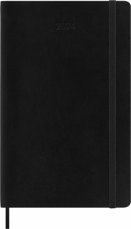 Classic Diary 2024 Large Weekly horizontal, soft cover, 12 months, Black - Front view