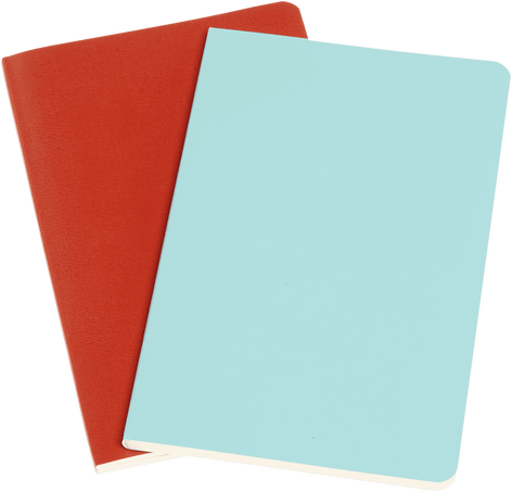 Volant Journals Set of 2, Coral Orange and Aquamarine Blue - Front view