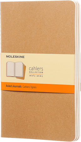 Cahier Journals Set of 3, Kraft Brown - Front view