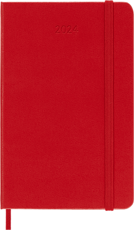 Classic Diary 2024 Pocket Daily, hard cover, 12 months, Scarlet Red - Front view