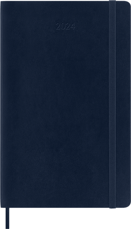 Agenda Classic 2024 Large Semainier, couverture souple, 12 mois, Bleu Saphir - Front view