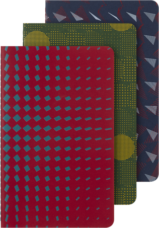 CAHIER JNLS L RUL PATTERN GRN-BLUE-RED