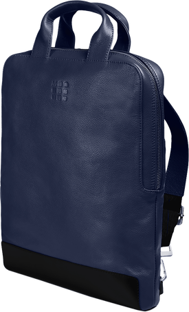 Sacoche d'ordinateur verticale – 15'' Collection Classic en cuir, Bleu Saphir - Front view