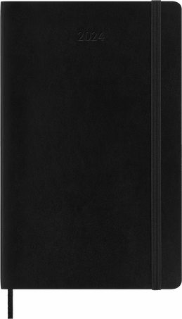 Agenda Classic 2024 Large Giornaliera, copertina rigida, 12 mesi, Nero - Front view