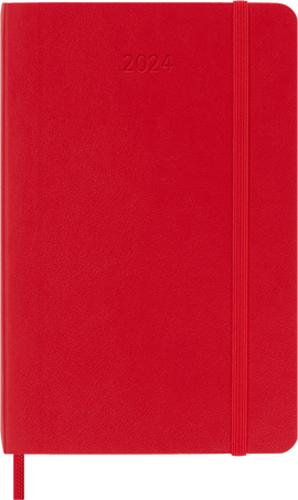 Classic Diary 2024 Pocket Weekly, soft cover, 12 months, Scarlet Red - Front view