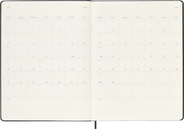 12M WKLY NTBK XL BLK HARD