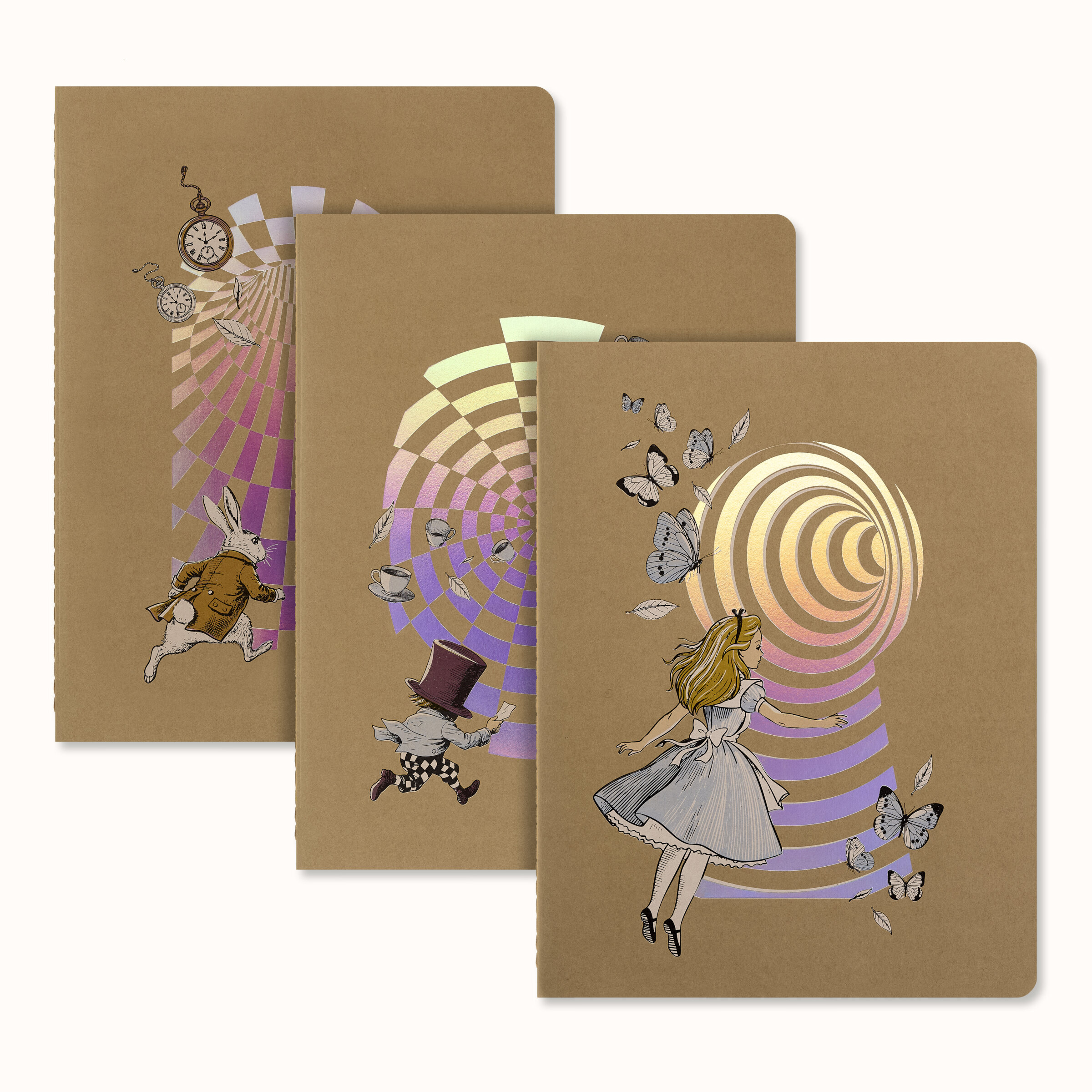 Alice's Adventures in Wonderland Cahier Journals Set of 3, XL